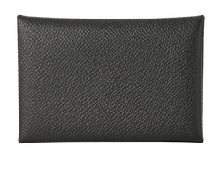 Hermes Calvi Card Holder, Leather, Black, W (2024), B, 3*